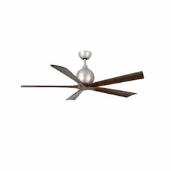 42-in 25W Irene-5 Ceiling Fan w/Remote, DC, 6-Speed, 5-Walnut Blades, Brushed Nickel