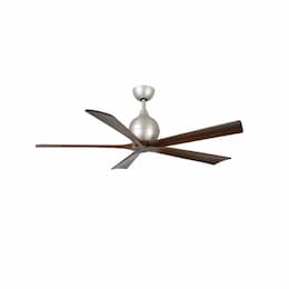 52-in 32W Irene-5 Ceiling Fan w/Remote, DC, 6-Speed, 5-Walnut Blades, Brushed Nickel