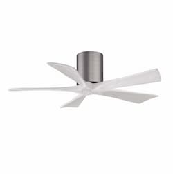 42-in 17W Irene-5H Flush Mount Ceiling Fan, White Blades, Pewter