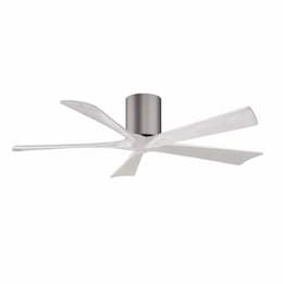 52-in 32W Irene-5H Flush Mount Ceiling Fan, White Blades, Pewter