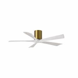 52-in 31W Irene Ceiling Fan, DC, 6-Speed, 5-White Blades, Brass