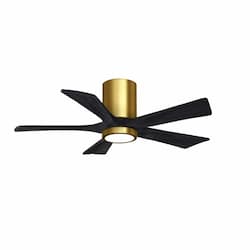 42-in 32W Irene Ceiling Fan w/ LED Light Kit, DC, 6-Speed, 5-Black Blades, Brass