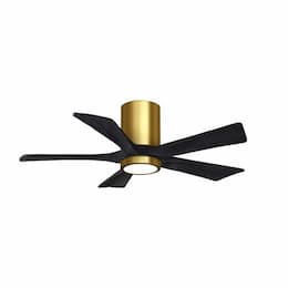 60-in 31W Irene Ceiling Fan w/ LED Light Kit, DC, 6-Speed, 5-Black Blades, Brass