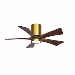 60-in 31W Irene Ceiling Fan w/ LED Light Kit, DC, 6-Speed, 5-Walnut Tone Blades, Brass