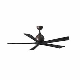 60-in 31W Irene Ceiling Fan, DC, 6-Speed, 5-Black Blades, Bronze