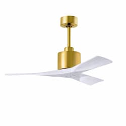 42-in 20W Nan Ceiling Fan, Matte White Blades, Brushed Brass