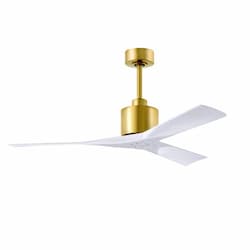 52-in 32W Nan Ceiling Fan, Matte White Blades, Brushed Brass