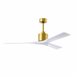 60-in 32W Nan Ceiling Fan, Matte White Blades, Brushed Brass