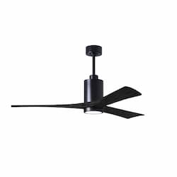 60-in 32W Patricia Ceiling Fan w/ LED Light Kit, DC, 6-Speed, 3-Black Blades, Black