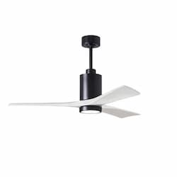 52-in 32W Patricia Ceiling Fan w/ LED Light Kit, DC, 6-Speed, 3-White Blades, Black