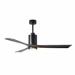 60-in 31W Patricia-3 Ceiling Fan w/Light, DC, 6-Speed, 3-Walnut Blades, Matte Black