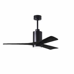 52-in 32W Patricia Ceiling Fan w/ LED Light Kit, DC, 6-Speed, 3-Black Blades, Black