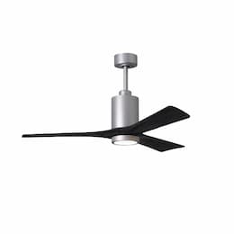 60-in 32W Patricia Ceiling Fan w/ LED Light Kit, DC, 6-Speed, 3-Black Blades, Nickel