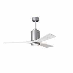 52-in 32W Patricia Ceiling Fan w/ LED Light Kit, DC, 6-Speed, 3-White Blades, Nickel