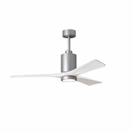 60-in 32W Patricia Ceiling Fan w/ LED Light Kit, DC, 6-Speed, 3-White Blades, Nickel