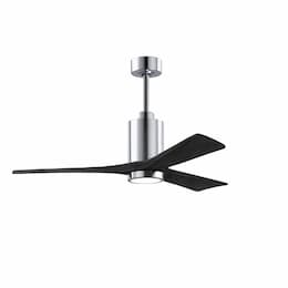 52-in 32W Patricia Ceiling Fan w/ LED Light Kit, DC, 6-Speed, 3-Black Blades, Chrome