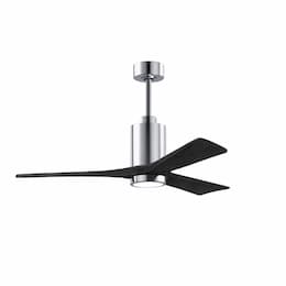 60-in 32W Patricia Ceiling Fan w/ LED Light Kit, DC, 6-Speed, 3-Black Blades, Chrome