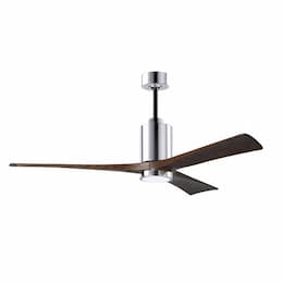 52-in 32W Patricia-3 Ceiling Fan w/Light, DC, 6-Speed, 3-Walnut Blade, Polished Chrome