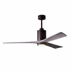 52-in 32W Patricia-3 Ceiling Fan w/Light, DC, 6-Speed, 3-Barn Wood Blade, Textured Bronze