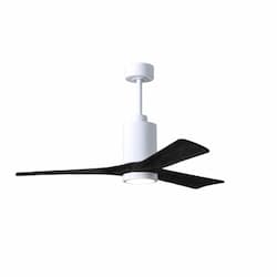 52-in 32W Patricia Ceiling Fan w/ LED Light Kit, DC, 6-Speed, 3-Black Blades, White