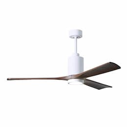 42-in 16W Patricia-3 Ceiling Fan w/Light, DC, 6-Speed, 3-Walnut Blades, Gloss White