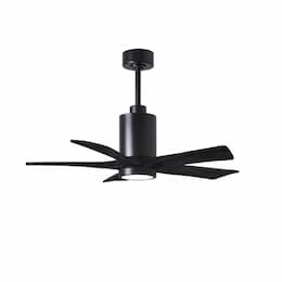 52-in 32W Patricia Ceiling Fan, LED Light Kit, DC, 6-Speed, 5-Black Blades, Black