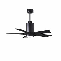 60-in 31W Patricia Ceiling Fan, LED Light Kit, DC, 6-Speed, 5-Black Blades, Black