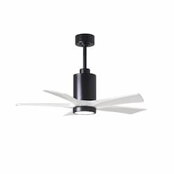 42-in 30W Patricia Ceiling Fan, LED Light Kit, DC, 6-Speed, 5-White Blades, Black