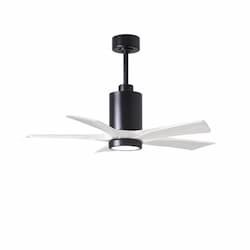 60-in 31W Patricia Ceiling Fan, LED Light Kit, DC, 6-Speed, 5-White Blades, Black