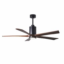 60-in 31W Patricia-5 Ceiling Fan w/Light, DC, 6-Speed, 5-Walnut Blades, Matte Black