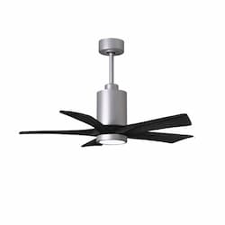 52-in 32W Patricia Ceiling Fan, LED Light Kit, DC, 6-Speed, 5-Black Blades, Nickel