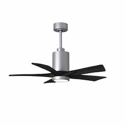 60-in 31W Patricia Ceiling Fan, LED Light Kit, DC, 6-Speed, 5-Black Blades, Nickel