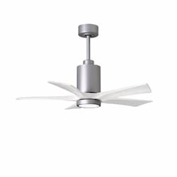 60-in 31W Patricia Ceiling Fan, LED Light Kit, DC, 6-Speed, 5-White Blades, Nickel