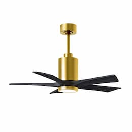 42-in 30W Patricia-5 Ceiling Fan, Matte Black Blades, Brushed Brass