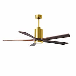 60-in 31W Patricia-5 Ceiling Fan, Walnut Blades, Brushed Brass