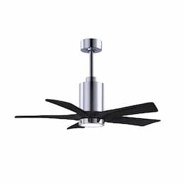 42-in 30W Patricia Ceiling Fan, LED Light Kit, DC, 6-Speed, 5-Black Blades, Chrome