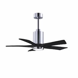 52-in 32W Patricia Ceiling Fan, LED Light Kit, DC, 6-Speed, 5-Black Blades, Chrome