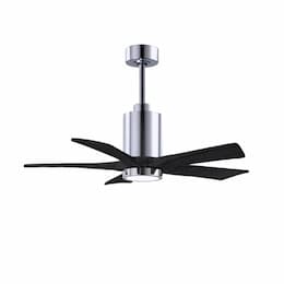 Matthews Fan 60-in 31W Patricia Ceiling Fan, LED Light Kit, DC, 6-Speed, 5-Black Blades, Chrome