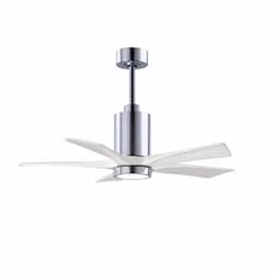 52-in 32W Patricia Ceiling Fan, LED Light Kit, DC, 6-Speed, 5-White Blades, Chrome