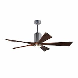 42-in 30W Patricia-5 Ceiling Fan w/Light, DC, 6-Speed, 5-Walnut Blade, Polished Chrome