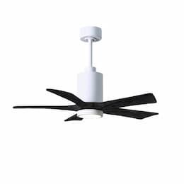 52-in 32W Patricia Ceiling Fan, LED Light Kit, DC, 6-Speed, 5-Black Blades, White