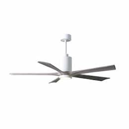 52-in 31W Patricia-5 Ceiling Fan w/Light, DC, 6-Speed, 5-Barn Wood Blades, Gloss White