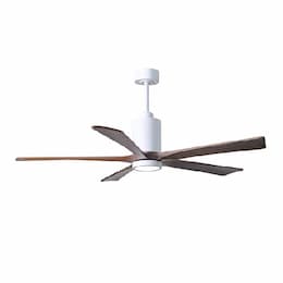 52-in 31W Patricia-5 Ceiling Fan w/Light, DC, 6-Speed, 5-Walnut Blades, Gloss White