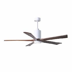 60-in 31W Patricia-5 Ceiling Fan w/Light, DC, 6-Speed, 5-Walnut Blades, Gloss White