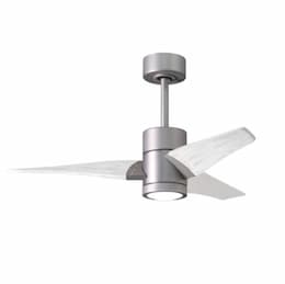 42-in 23W Super Janet Ceiling Fan w/ LED Light Kit, DC, 6-Speed, 3-White Blades, Nickel