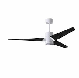 60-in 33W Super Janet Ceiling Fan w/ LED Light Kit, DC, 6-Speed, 3-Black Blades, White