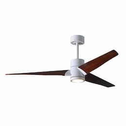 52-in 32W Super Janet Ceiling Fan w/Light, DC, 6-Speed, 3-Walnut Blades, Gloss White