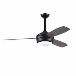 52-in 61W T-24 Ceiling Fan w/Light, AC, 3-Speed, 3-Gray Ash/Walnut Blades, Matte Black