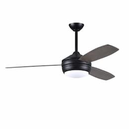 52-in 61W T-24 Ceiling Fan w/Light, AC, 3-Speed, 3-Gray Ash/Walnut Blades, Matte Black