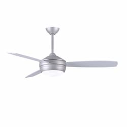 52-in 61W T-24 Ceiling Fan w/Light, AC, 3-Speed, 3-White/Silver Blades, Brushed Nickel